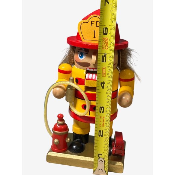 Wooden Fireman Nutcracker with Hose Fire Extinguisher and toy Fire Truck - Picture 8 of 10